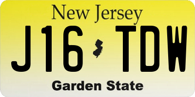 NJ license plate J16TDW