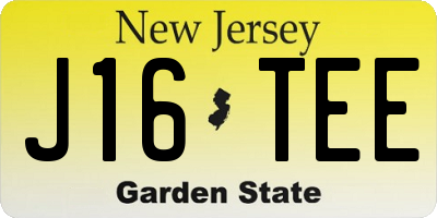 NJ license plate J16TEE