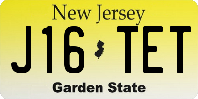 NJ license plate J16TET