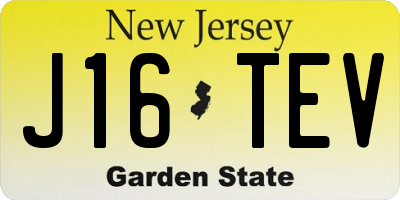 NJ license plate J16TEV
