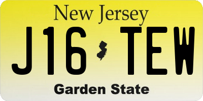 NJ license plate J16TEW