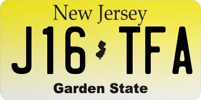 NJ license plate J16TFA