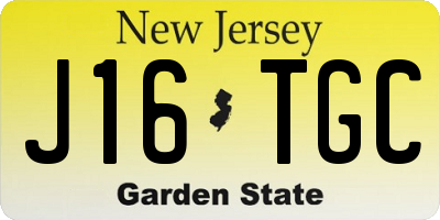 NJ license plate J16TGC