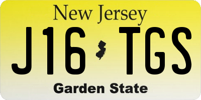 NJ license plate J16TGS