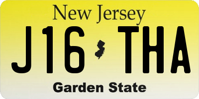 NJ license plate J16THA