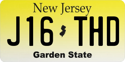 NJ license plate J16THD