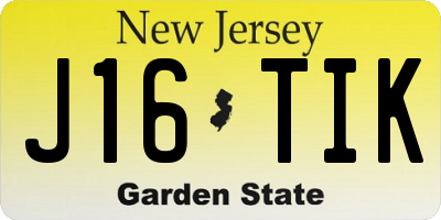 NJ license plate J16TIK