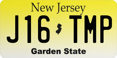 NJ license plate J16TMP