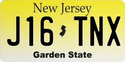 NJ license plate J16TNX