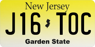 NJ license plate J16TOC