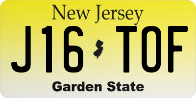 NJ license plate J16TOF