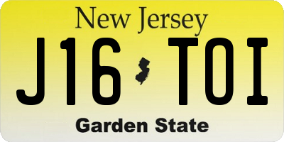 NJ license plate J16TOI