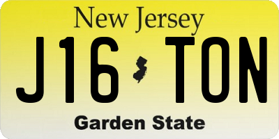 NJ license plate J16TON