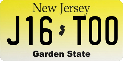 NJ license plate J16TOO
