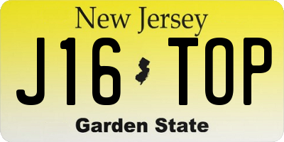 NJ license plate J16TOP