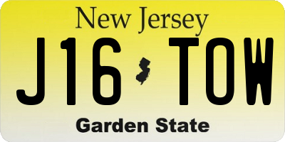 NJ license plate J16TOW