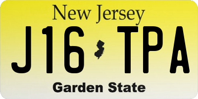 NJ license plate J16TPA