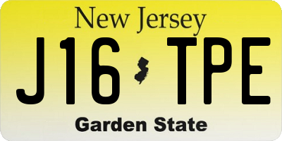 NJ license plate J16TPE