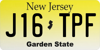 NJ license plate J16TPF