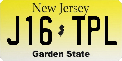 NJ license plate J16TPL