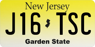 NJ license plate J16TSC
