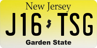 NJ license plate J16TSG