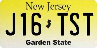 NJ license plate J16TST