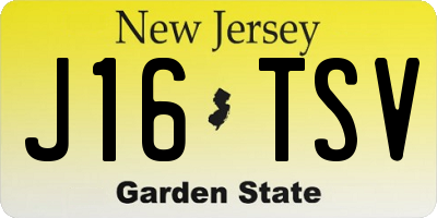 NJ license plate J16TSV