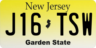 NJ license plate J16TSW