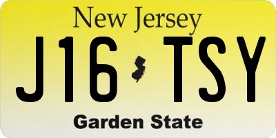 NJ license plate J16TSY