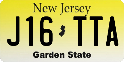 NJ license plate J16TTA