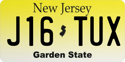 NJ license plate J16TUX