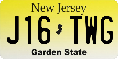 NJ license plate J16TWG