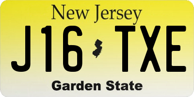 NJ license plate J16TXE