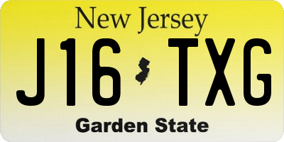NJ license plate J16TXG