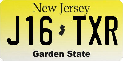 NJ license plate J16TXR