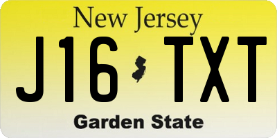 NJ license plate J16TXT