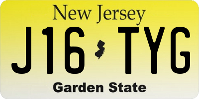 NJ license plate J16TYG