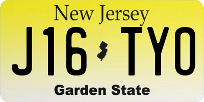 NJ license plate J16TYO