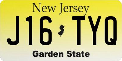 NJ license plate J16TYQ
