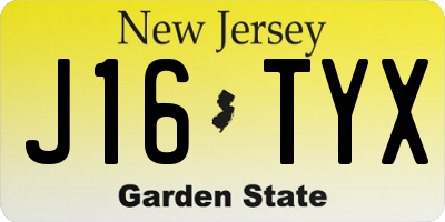 NJ license plate J16TYX