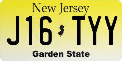 NJ license plate J16TYY