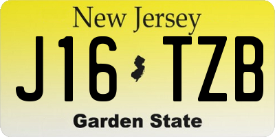 NJ license plate J16TZB