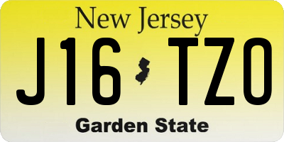 NJ license plate J16TZO
