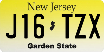 NJ license plate J16TZX