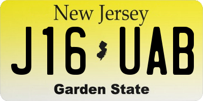 NJ license plate J16UAB