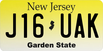 NJ license plate J16UAK
