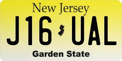 NJ license plate J16UAL