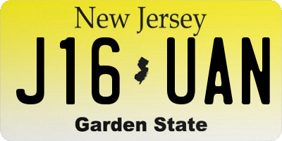 NJ license plate J16UAN