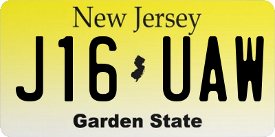 NJ license plate J16UAW